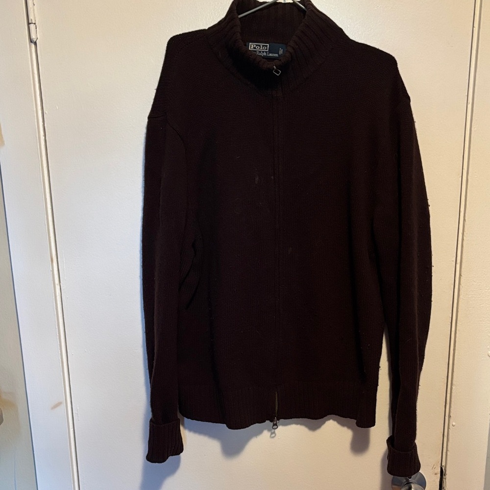 Polo by Ralph Lauren Brown Full-Zip Sweater